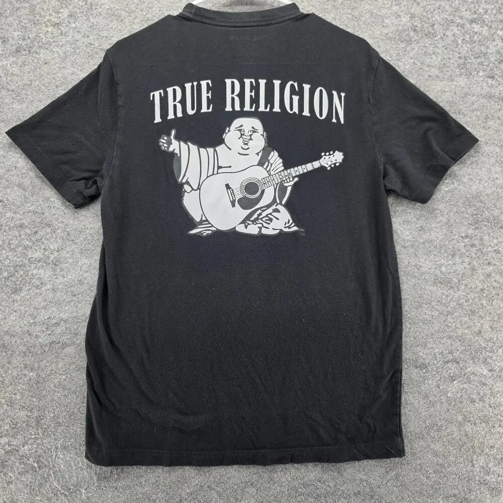 True Religion Shirt Mens M Black Short Sleeve Crewneck Tagless Graphic